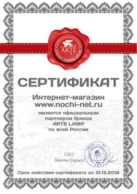Сертификат партнёра Arte Lamp