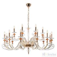Люстра Crystal Lux CATARINA SP12+6 V2 GOLD/TRANSPARENT-COGNAC 1361/318, раздел каталога Стеклянные люстры интернет-магазина Ночи Нет
