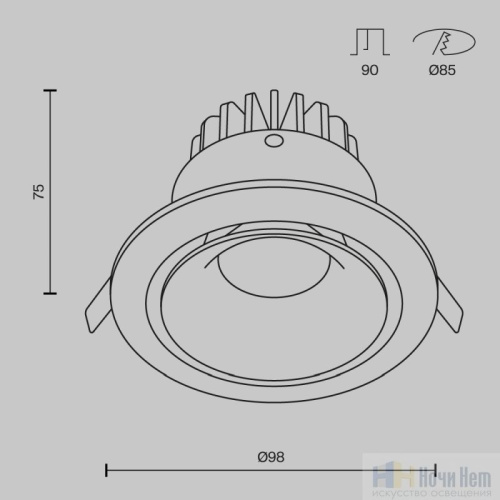 Встраиваемый светильник Maytoni Yin DL031-L12W4K-B, раздел каталога Светодиодные точечные светильники интернет-магазина Ночи Нет