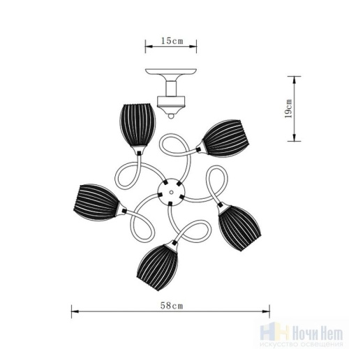 Люстра Arte Lamp Arya A2941PL-5AB, раздел каталога Люстры с плафонами интернет-магазина Ночи Нет
