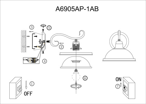 Бра Arte Lamp Safari A6905AP-1AB, раздел каталога Бра с плафоном интернет-магазина Ночи Нет
