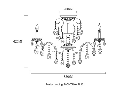 Люстра Crystal Lux MONTANA PL12 2510/112, раздел каталога Хрустальные люстры интернет-магазина Ночи Нет