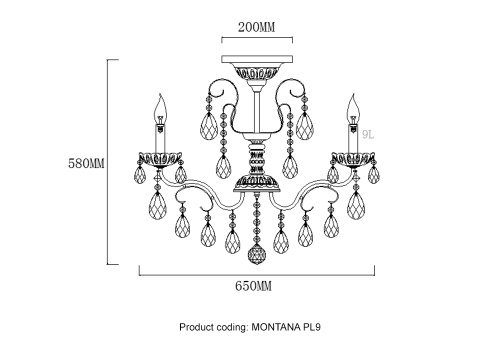 Люстра Crystal Lux MONTANA PL9 2510/109, раздел каталога Хрустальные люстры интернет-магазина Ночи Нет