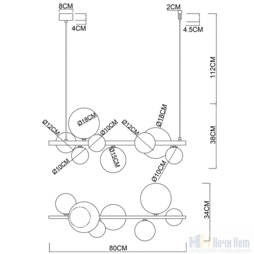 Люстра Arte Lamp Vincent A7790SP-8BK, раздел каталога Люстры с плафонами интернет-магазина Ночи Нет