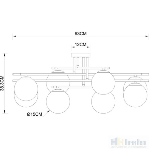 Люстра Arte Lamp Alcor A2224PL-8BK, раздел каталога Люстры с плафонами интернет-магазина Ночи Нет