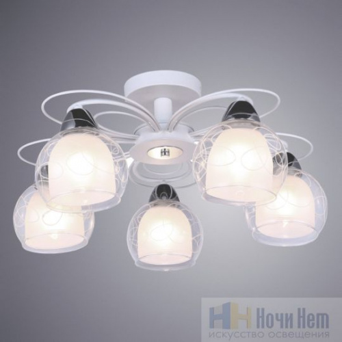 Люстра потолочная Arte Lamp Sansa A7585PL-5WH, раздел каталога Люстры с плафонами интернет-магазина Ночи Нет