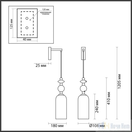 Бра Odeon Light Candy 4861/1WA, раздел каталога Бра с плафоном интернет-магазина Ночи Нет