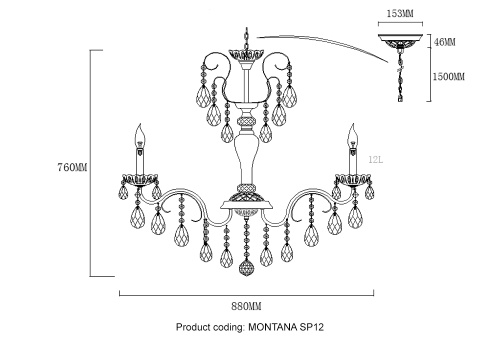 Люстра Crystal Lux MONTANA SP12 2510/312, раздел каталога Хрустальные люстры интернет-магазина Ночи Нет
