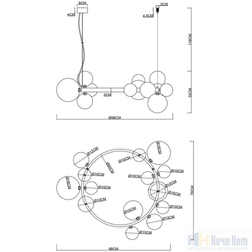 Люстра Arte Lamp Vincent A7790SP-15GO, раздел каталога Люстры с плафонами интернет-магазина Ночи Нет