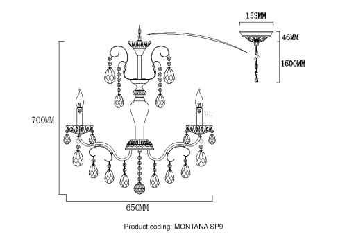 Люстра Crystal Lux MONTANA SP9 2510/309, раздел каталога Хрустальные люстры интернет-магазина Ночи Нет