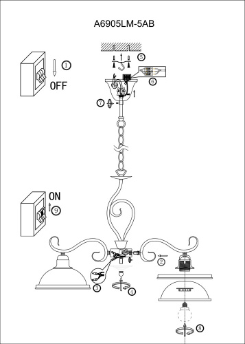 Люстра Arte Lamp Safari A6905LM-5AB, раздел каталога Люстры с плафонами интернет-магазина Ночи Нет