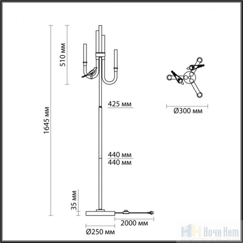 Торшер Odeon Light Lark 5431/12FL, раздел каталога Светодиодные торшеры интернет-магазина Ночи Нет