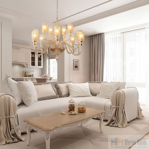 Люстра Crystal Lux SILVESTRO SP12 AMBER 2971/312, раздел каталога Люстры с плафонами интернет-магазина Ночи Нет